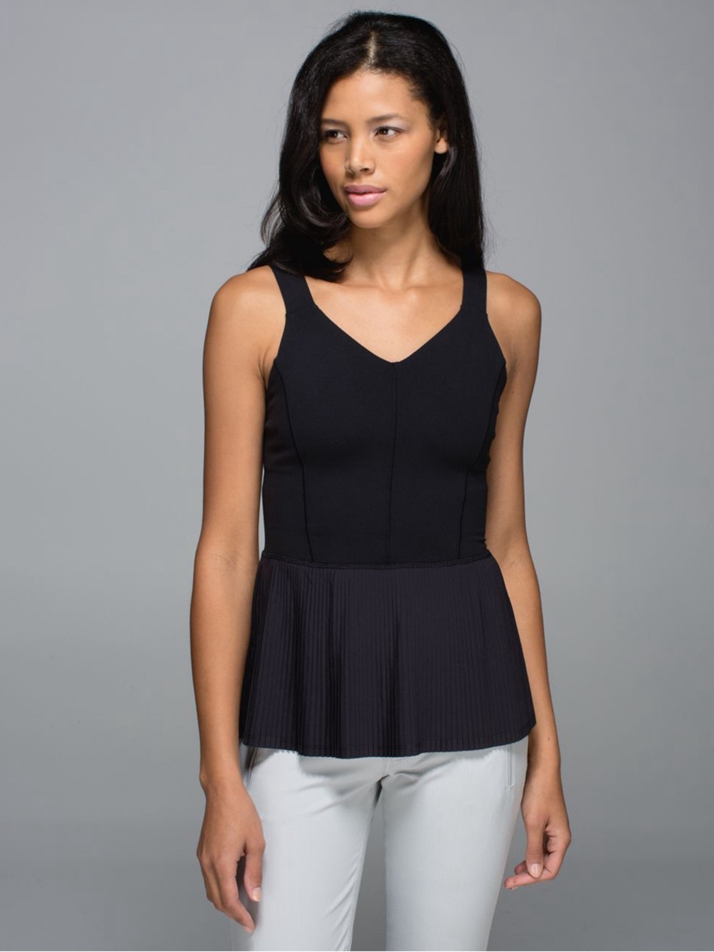 Lululemon black peplum tank size 8